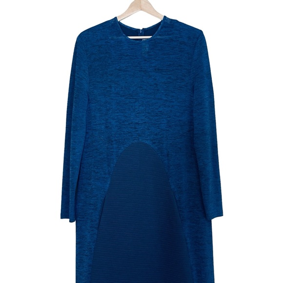 Sparrow Stretchy Jersey Knit Mixed Media Long Sleeve Maxi Dress Size L Blue - Picture 3 of 10
